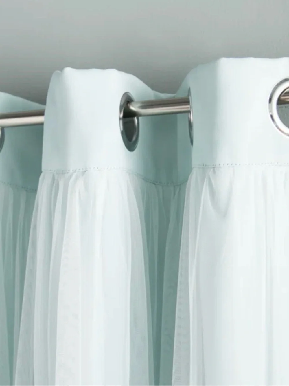 Brockham Solid Tulle Overlay Room Darkening Grommet Mint 63” Curtains Panels